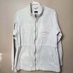 Gap Womens Beige Four Leaf Clover Twill Cotton Field/Utility/Chore Jacket-Size L